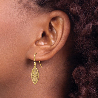 14k Yellow Gold 27mm Fancy Filigree Teardrop Dangle Earrings
