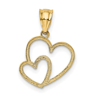 14k Yellow Gold Polished Double Heart Pendant K4671