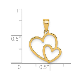 14k Yellow Gold Polished Double Heart Pendant K4671