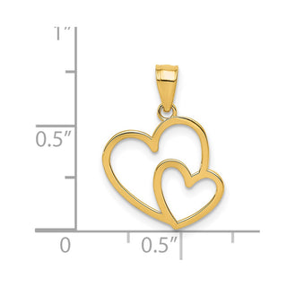 14k Yellow Gold Polished Double Heart Pendant K4671