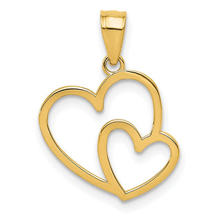 14k Yellow Gold Polished Double Heart Pendant K4671