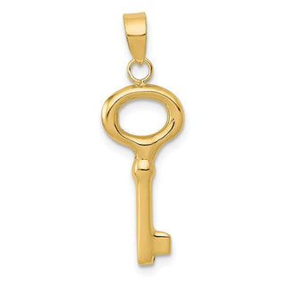 14k Yellow Gold Polished 3-D Key Pendant K4698