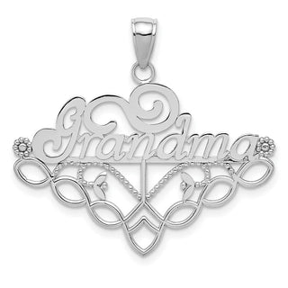 14k White Gold GRANDMA Birthstone Holder Charm Holder Pendant