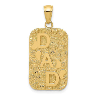 14k Yellow Gold DAD Gold Nugget Dog Tag Pendant