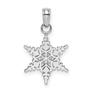 14K White Gold Small Snowflake Pendant