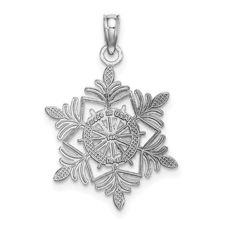 14K White Gold Snowflake Pendant