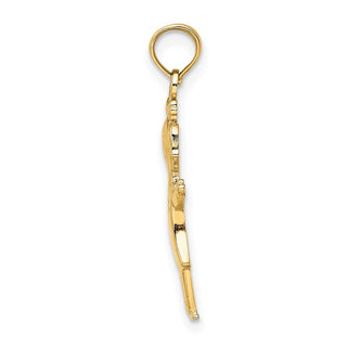 14k Yellow Gold Solid Polished Girl With Pig-Tails Pendant