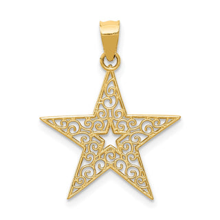 14k Yellow Gold Filigree Star Pendant