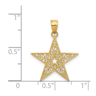 14k Yellow Gold Filigree Star Pendant
