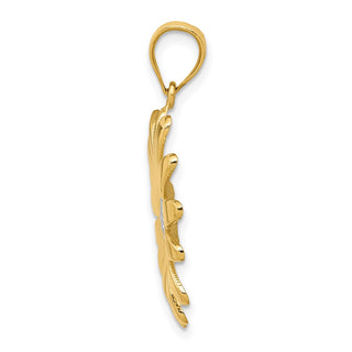 14k Yellow Gold And Rhodium Sunflower Pendant