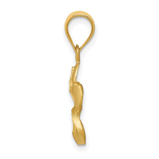 14k Yellow Gold Diamond-Cut Plumeria Pendant