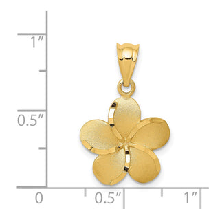 14k Yellow Gold Diamond-Cut Plumeria Pendant