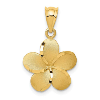 14k Yellow Gold Diamond-Cut Plumeria Pendant