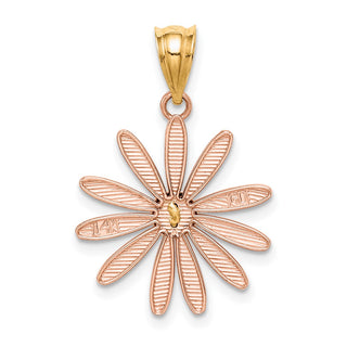 14k Yellow and Rose Gold Daisy Flower Pendant