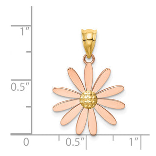 14k Yellow and Rose Gold Daisy Flower Pendant