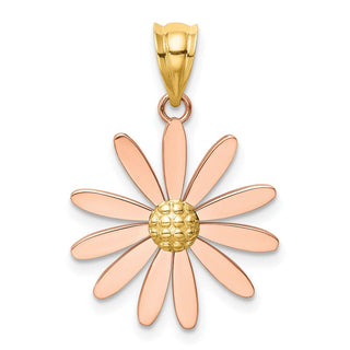 14k Yellow and Rose Gold Daisy Flower Pendant