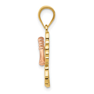 14k Yellow and Rose Gold Hibiscus Flower Pendant K4829