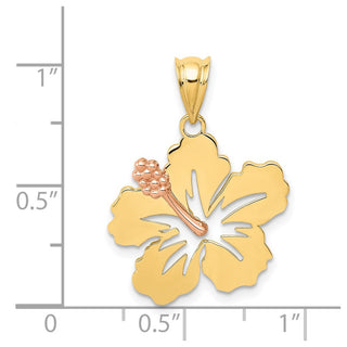 14k Yellow and Rose Gold Hibiscus Flower Pendant K4829