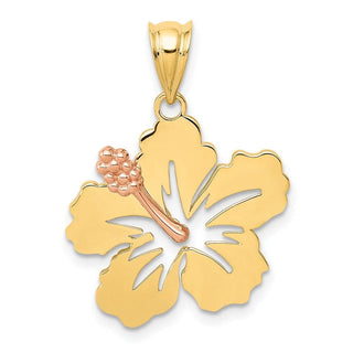 14k Yellow and Rose Gold Hibiscus Flower Pendant K4829