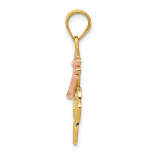 14k Yellow and Rose Gold Hibiscus Flower Pendant K4830
