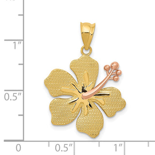 14k Yellow and Rose Gold Hibiscus Flower Pendant K4830