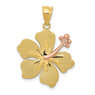 14k Yellow and Rose Gold Hibiscus Flower Pendant K4830