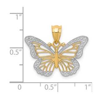 14k Yellow Gold & Rhodium Butterfly Pendant K4845