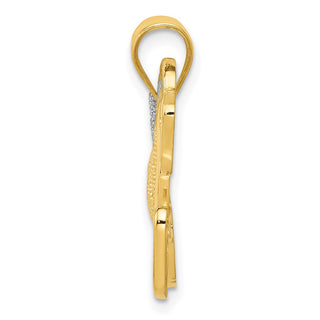 Mens 14k Yellow Gold And Rhodium Filigree Horse Pendant