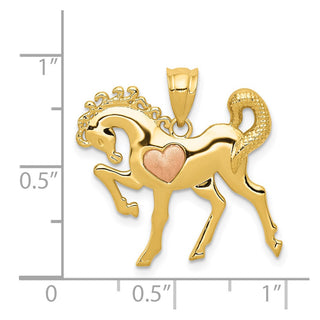 14k Yellow and Rose Gold Horse w/ Heart Charm