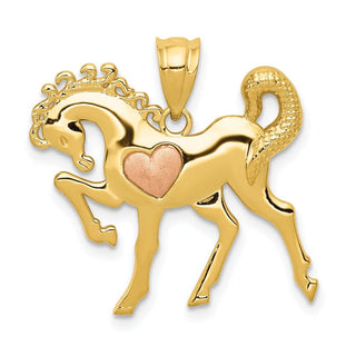 14k Yellow and Rose Gold Horse w/ Heart Charm
