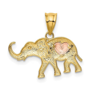 14k Yellow and Rose Gold Elephant w/ Heart Charm