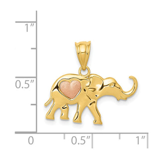 14k Yellow and Rose Gold Elephant w/ Heart Charm