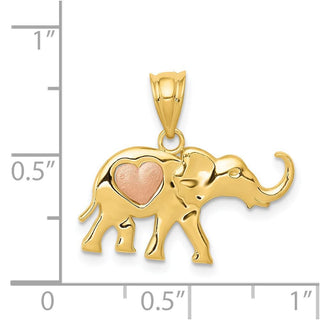 14k Yellow and Rose Gold Elephant w/ Heart Charm