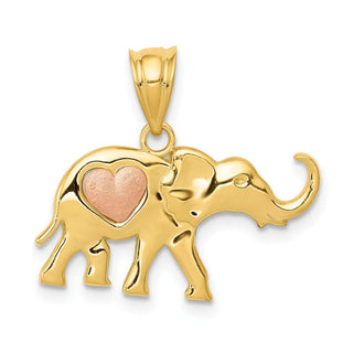 14k Yellow and Rose Gold Elephant w/ Heart Charm