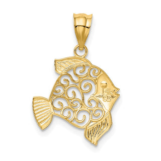 14k Yellow Gold Filigree Fish Pendant
