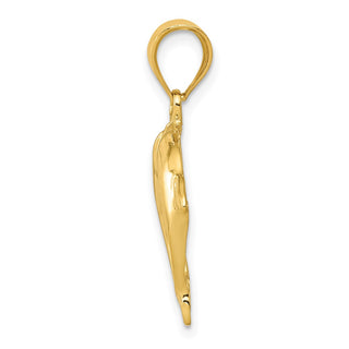 14k Yellow Gold Two Dolphins Pendant