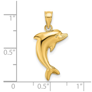 14k Yellow Gold Polished Dolphin Pendant