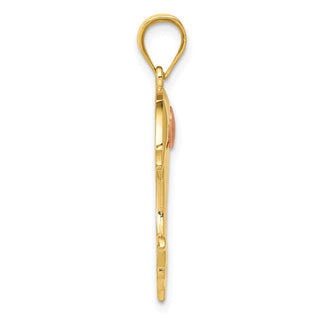 14k Yellow and Rose Gold Jumping Dolphin w/ Heart Pendant