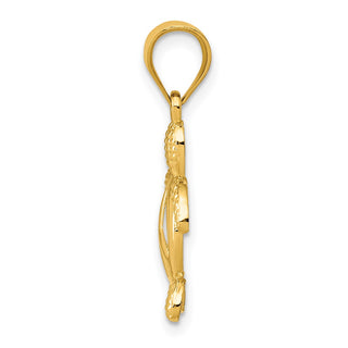 14k Yellow Gold Peace Turtle Pendant