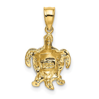 14k Yellow and White Gold Turtle Pendant