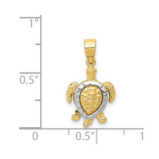 14k Yellow and White Gold Turtle Pendant