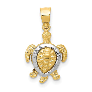 14k Yellow and White Gold Turtle Pendant
