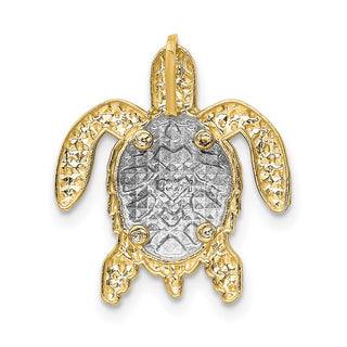 14k Yellow and White Gold Detailed Turtle Slide Pendant