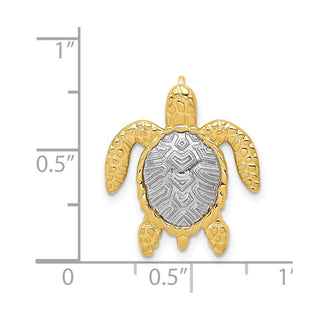 14k Yellow and White Gold Detailed Turtle Slide Pendant
