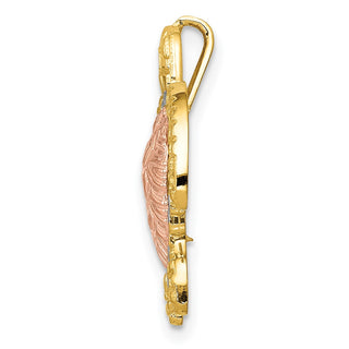 14k Yellow and Rose Gold with Rhodium Turtle Slide Pendant