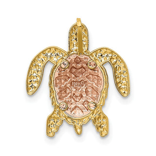 14k Yellow and Rose Gold with Rhodium Turtle Slide Pendant