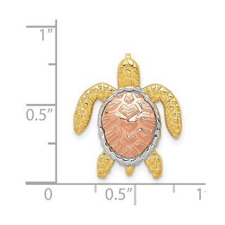 14k Yellow and Rose Gold with Rhodium Turtle Slide Pendant
