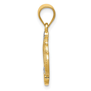 14k Yellow Gold & Rhodium Crown Pendant K4884