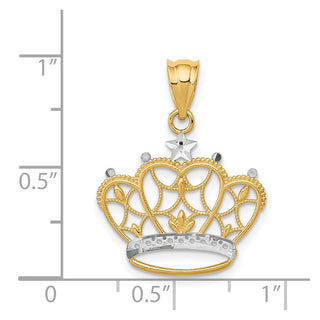 14k Yellow Gold & Rhodium Crown Pendant K4884
