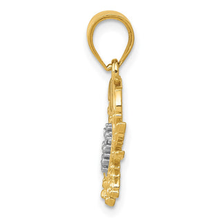 14k Yellow Gold And Rhodium Diamond-Cut Crab Pendant